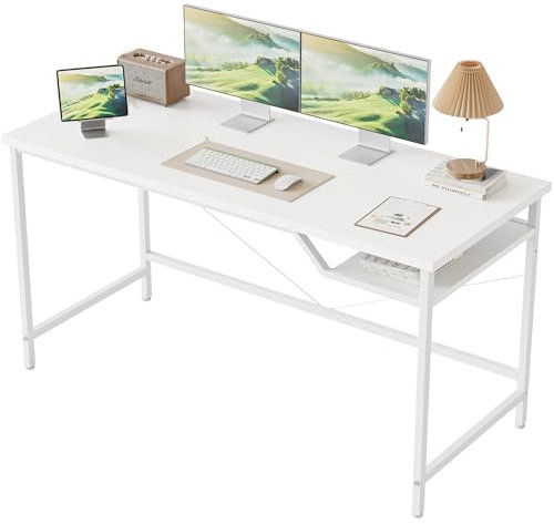 Mericonia 120 cm Computertisch, Gaming-Schreibtisch für kleine Räume, moderner Schreibtisch im schlichten Stil für das Homeoffice, Schreibtische für Studenten, Weiß