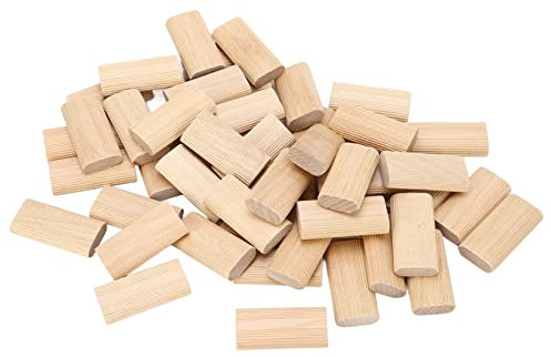 50 Pièces Chevilles en Bois, Chevilles en Bois de Hêtre Massif 10x50mm Goupilles Cannelées Assorties pour L'épissage de Meubles en Bois, Bouchons à Rainure Chevilles en Bois Dur