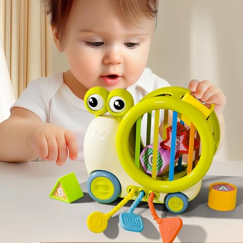 Goujfol Giochi Montessori Neonato, Giochi Sensoriali per Neonati, Giocattoli Educativi per Bambini, Educativi Cubo di attività Selezionatore di Forme, per Bambini e Bambine di 1 2 3 Anni