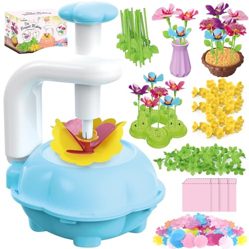 Kufanda Création Bouquet de Fleurs, Kit de Bouquet de fleurs DIY pour Enfants, Jouet Fleurs pour Enfant 3 Ans+, Idéal pour Activités Manuelles de 3 4 5 6 7 8 9 10Ans (Bleu)