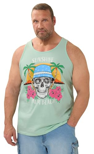 BadRhino Big & Tall 'Palm Beach' Skull Vest - Men's - Plus Size Curve Light Green