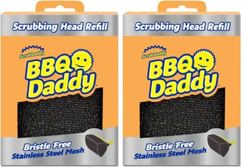 Scrub Daddy BBQ Daddy - Cabezal de Repuesto para Cepillo de Limpieza Barbacoa, Limpiador de Parrillas de Barbacoa, Sin Cerdas de Alambre con FlexTexture, Cepillos Limpiadores para BBQ (Paquete de 2)