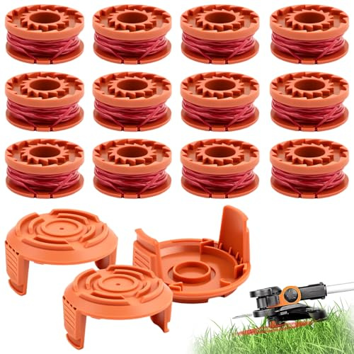 15 Pezzi Bobina per Decespugliatore, Ø1.65mm, e 3.0m WA0004.1/WA0010 Bobina di Filo per Tagliabordi, Compatibile con WORX, 12 Bobine Tagliaerba + 3 Copertura