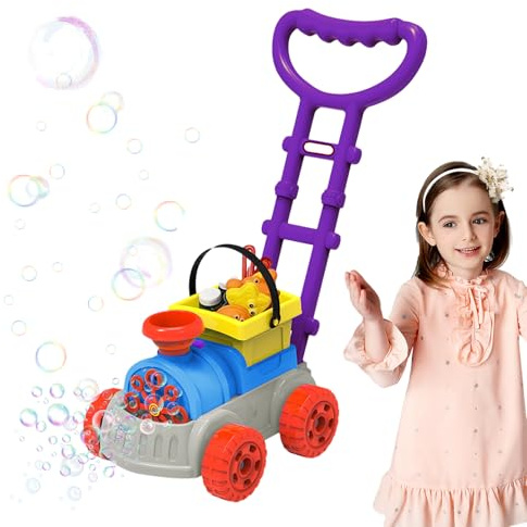 Yurosuis Bubble Blower Lawn Mower,Electric Automatic Push Blowing Beach Toy | Bubble Lawn Mower for Kids,for Boys Girls Bath Shower Backyard Outdoor Christmas Birthday Easter Party