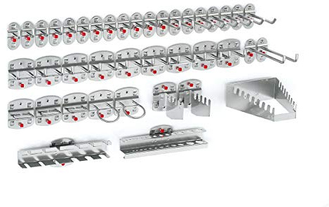 Kappes | Werkzeughaltersortiment | 40-teilig | RasterPlan/ABAX | Alufarben | Werkzeughalter Werkzeugaufbewahrung Klemme
