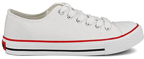 PAYMA - Zapatillas Bambas Botas de Lona Mujer. Puntera de Goma. Playeras de Deporte Casual y Caminar. Color: Blanco Bajas Piso Sencillo. Talla 38