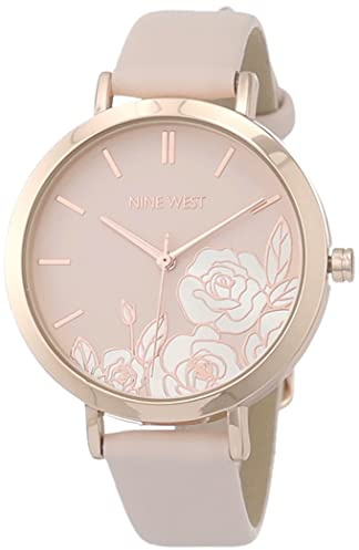 Nine West - Orologio da polso da donna, con quadrante con motivo floreale, Rosa/Oro Rosa