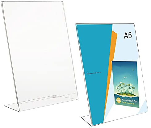 L-Ständer, 2 Stücke L-Form Aufsteller, Tischaufsteller, Acryl L-Ständer Schreibtisch Aufsteller, Glasklar Acryl, L-Aufsteller im Hochformat, Tischaufsteller Acryl A5 für Promotionen, Restaurants