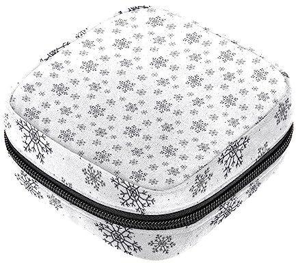 Sanitary Napkin Storage Bag, Feminine Product Pouches Portable Period Kit Bag for Girls Women Ladies Winter Snowflake-01