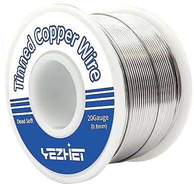 YEZHET Tinned Copper Bus Bar Wire 165 Ft, 20 Gauge, 0.5LB Spool for Stained Glass Project, Crafts, and Jewelry Making