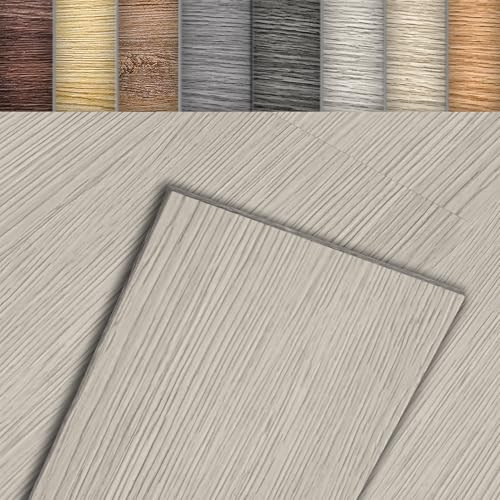 Froadp PVC Bodenbelag Selbstklebend 2,51m² Vinylboden Holzoptik Bodenfliesen Vinyl Klebefliesen 18 Stück Vinyl-Fliesen Rutschfest Wasserfest Laminat Dielen für Eingangstür Küche Balkon (Eiche Weiß)