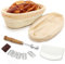 DONJIM Gärkörbchen Set zum Brotbacken, Gärkorb Oval 25 cm, Natürlichem Rattan Gärkörbchen für Brot, Gärkorb mit Bäckermesser, Leinenbezug und Teigschaber, Brot Backen Zubehör Brotbackkörbchen