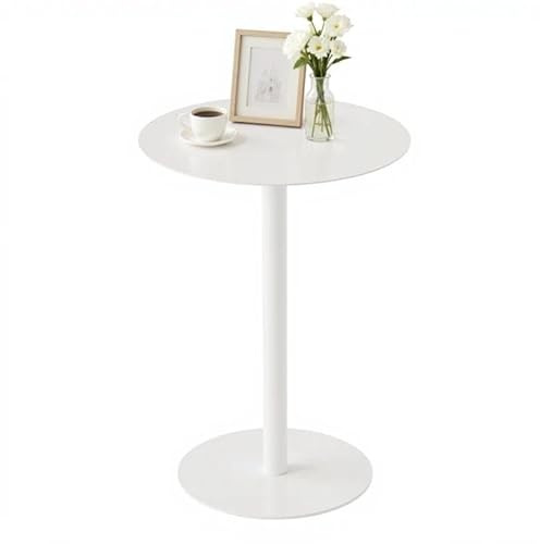 HOMEWINS Runder Beistelltisch in Weiß, Hochwertige Metall Matte Textur, Modern Design Couchtisch, Nachttisch, Kaffeetisch, Sofatisch - B40 x H60 cm