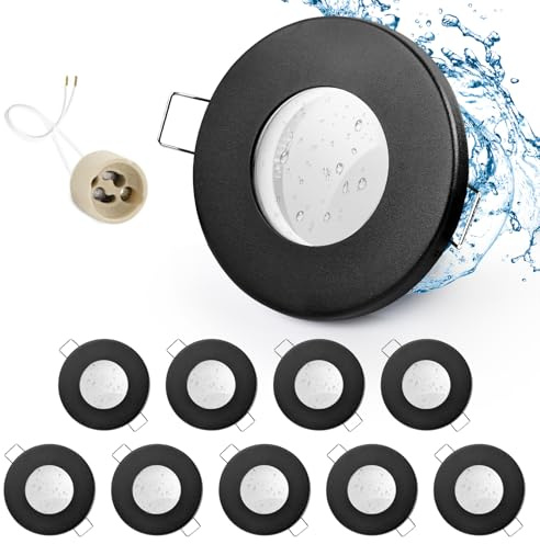 GeyouLux 10 x inbyggd strålkastare GU10 inbyggd ram IP65 Svart hålmått 65-75mm