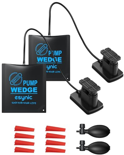 eSynic 2pcs Coussin Gonflable de Levage avec Pompe à Pied et Pompe à Main Air Wedge Pump Capacité de Charge 350kg Sac de Pompage à Coin d'air pour Soulever Fenêtre Porte Machine à Laver Congélateur