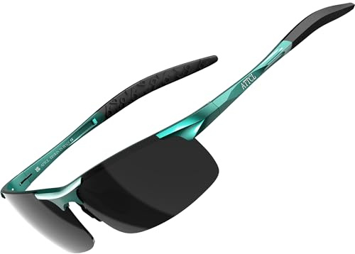 ATTCL polariserade solglasögon män sport: UV-skydd anti-bländning vira runt lätt metall körning fiske golf löpning, 8177-fack-blå-grå/inte speglad, Medium
