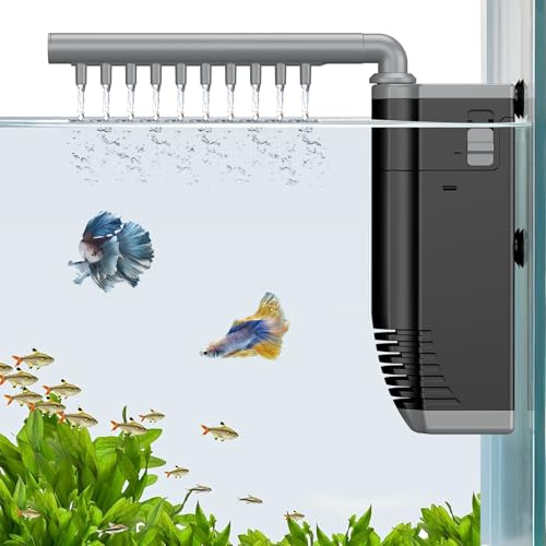 Pawfly 300 L/H Filtre pour Aquarium 3 W Petit Filtre pour Réservoir à Poissons Submersible Interne pour Aquarium avec Mousse et Pompe à Débit Réglable pour Réservoirs Poissons de 30 à 80 Litres