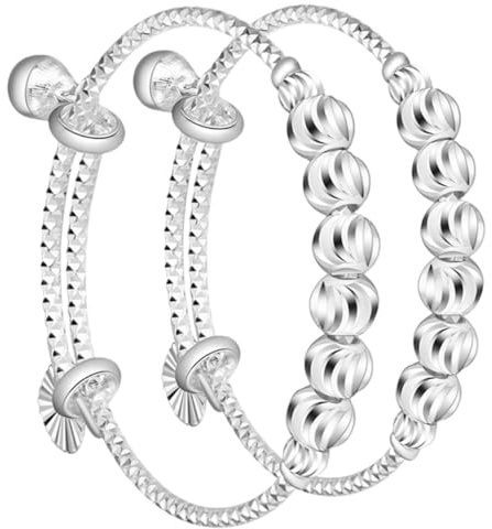 LIGIGWASH 2 Pezzi Braccialetti Regolabili per Ragazzo Ragazza con Campanella Bracciale Argento per Bambine Accessorio Decorativo per Occasioni Speciali e Regalo Compleanno
