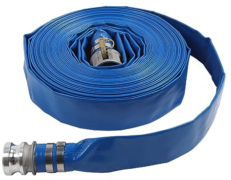 Tubo flessibile piatto in PVC, durevole, tubo di scarico per pompa ad alta pressione, blu, 30 m