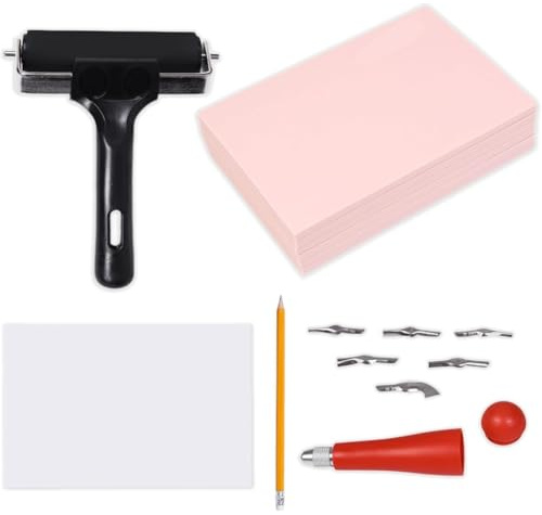 Uxsjakjsd Kit de Linogravure pour la Gravure, Outils de Linogravure, Blocs de Linoléum en Caoutchouc, Fournitures D'Impression sur Bloc pour Débutants et Artistes