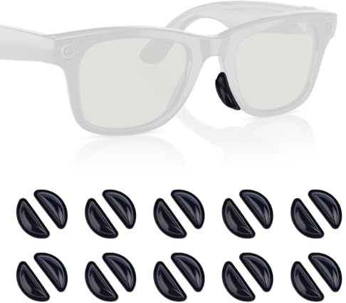 Fukaisu 10 Pairs Eyeglass Nose Pads for Ray-Ban Meta Wayfarer, Anti-Slip Silicone Nose Grips Replacement Smart Glasses Piece Parts Accessories for RW4006/4008 & Gen2 RW4012