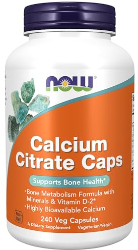 NOW Foods Supplements, Calcium Citrate with Vitamin D, Magnesium, Zinc, Copper, and Manganese, 240 Veg Capsules
