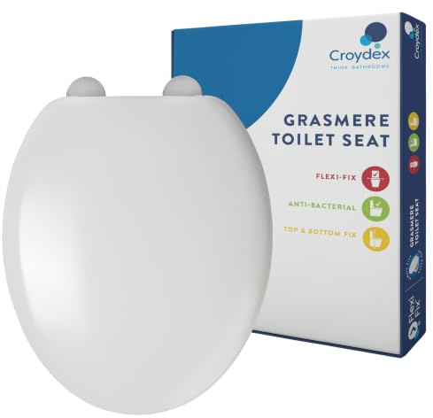 Croydex White Toilet Seat with Flexi-Fix Adjustable Hinges (Grasmere)