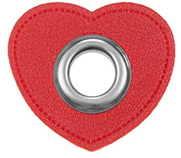 Veno Ösen Patch Herz für Kordeln rot Lederimitat