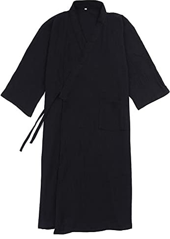 un-brand Japanische Kimono-Samtrobe für Herren in Übergröße Zen-Kleidung Taoistische Kleidung (Größe XL, Schwarz)