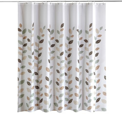 Trimming Shop Shower Curtain for Bathroom - Leaves Design, 180x200cm | Mould Proof and Mildew Resistant Washable Polyester Fabric Modern Bath Curtains with 12 Hooks