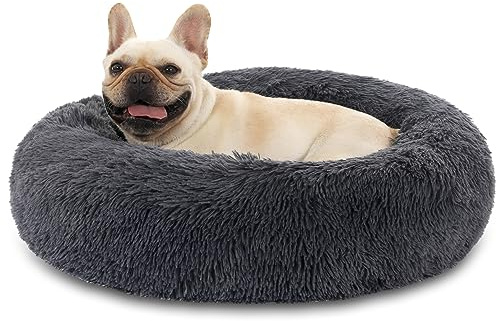 Kfnire Cuccia Cane Gatto Rotondo da Ciambella Soffice Pelliccia Sintetica di Peluche Letto Per Cani e Gatti [M, Ø50 cm] Cuccia per Cane Gatto con Fondo Resistente All'acqua e Antiscivolo