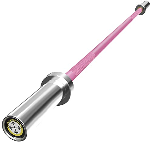 POWER GUIDANCE Olympische Langhantelstange, Hantelstange zum Heben, Hüftstöße, Kniebeugen, Universelle Chrom-Krafttrainingsstangen 12KG 1,5 m/157 cm (Pink-5FT)