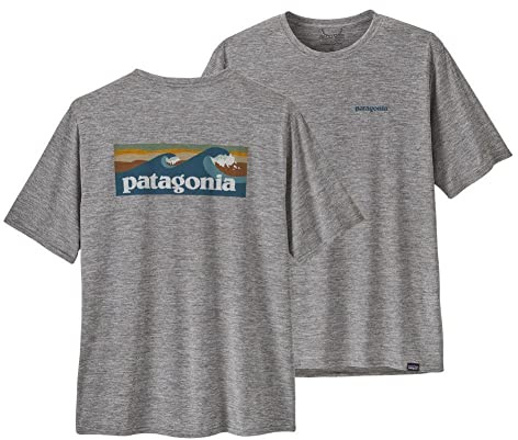 Patagonia M's Cap Cool Daily Graphic Shirt - Waters Boardshort Logo Abalone Blue: Feather Grå M, Boardshort Logo Abalone Blue: Feather Gray, M