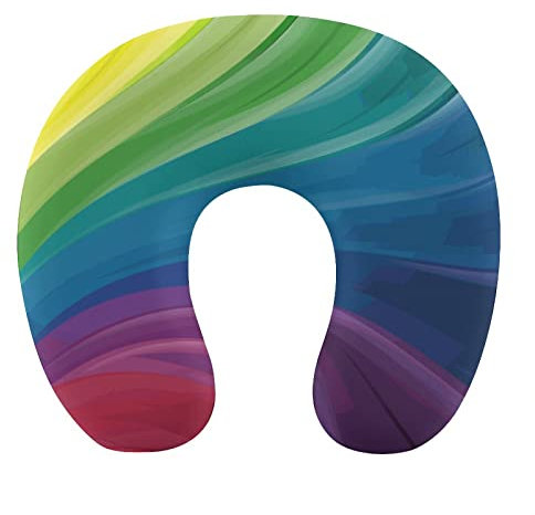 Oudrspo Reisekissen, buntes Regenbogen-Nackenkissen für Reisen, tragbares Stützkissen aus Memory-Schaum, Schlaf- und Ruhekissen