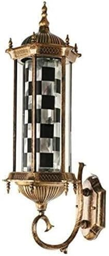 ELzEy Poste de barbería Giratorio e Iluminado, lámpara Led de luz de Rayas Blancas y Negras giratorias montable en Pared, 1 ud.