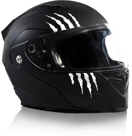 Finest Folia Kratzer Helm Aufkleber 2er Set 7,5x7,5cm Monster Sticker Kralle Deko für Motorrad Helm Auto Motorradhelm Kratzspuren selbstklebend wasserfest K173 (Weiß Glanz)