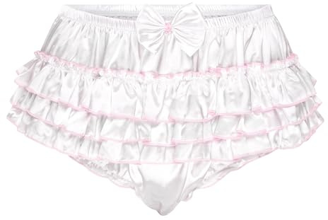 Satini Braguita Sissy Raso Falda de Tres Volantes | Tacto Sedoso, Capas Superpuestas, Lazo Delantero, Cintura Elástica Segura, Tallas S-XXL