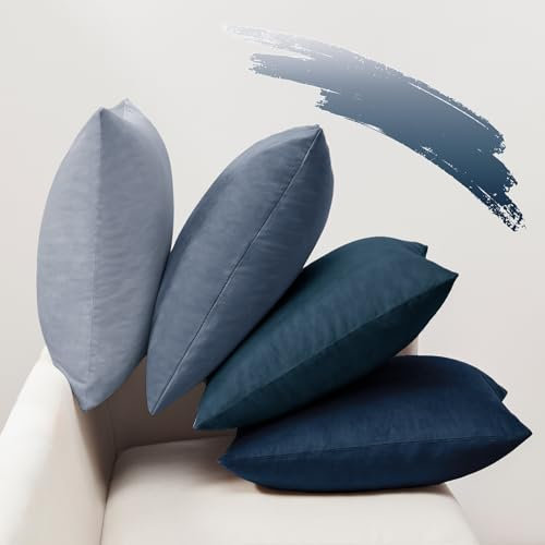 Softalker Blauer Kissenbezug 50x50 4er Set Samt Kissenhülle Kissenbezüge Sofakissen Dekokissen deko Wohnzimmer Kinderzimmer Esszimmer Cafe Hotel Restaurant Party Home Decor Cushion Covers