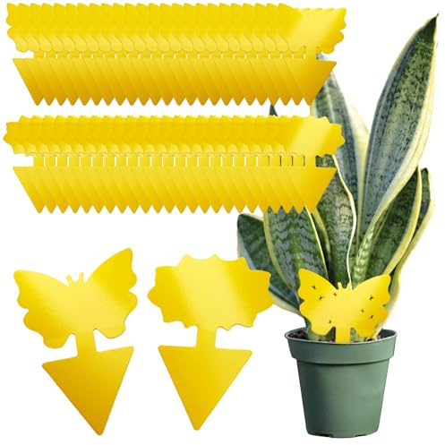 com-four® 50 gula fällor mot sorgmyggor, flugor och bladlöss | giftfria klisterfällor för växter - blomma och fjäril