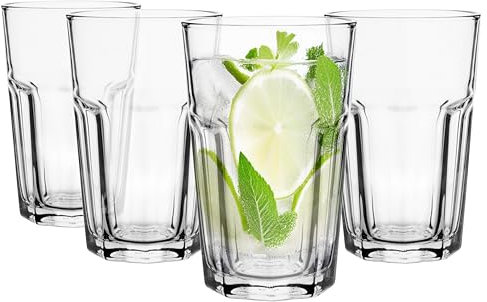 Glasmark KROSNO, 270ml, juego de 4, vasos largos, vasos para beber, vaso alto, vasos de agua, cóctel, vasos de Caipirinha, perfectos para el hogar, restaurantes y fiestas, juego de vasos
