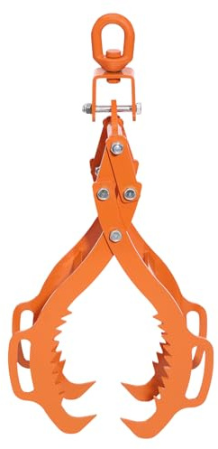 Log Lifting Tongs, 28 4 Claw Lumber Logs Skidding Tong, 4 Serrated Claw Hook Log Tongs, Eagle Claw Design Log Grapple for Tractors, Trucks, Forklifts, ATVs(28in, Orange)