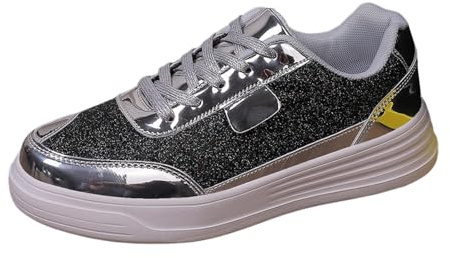 Sneaker da donna basse scarpe da jogging Dirndl scarpe antiscivolo larghe H scarpe da passeggio, scarpe da corsa, palestra, fitness, scarpe da donna, grigio scuro, 38.5 EU