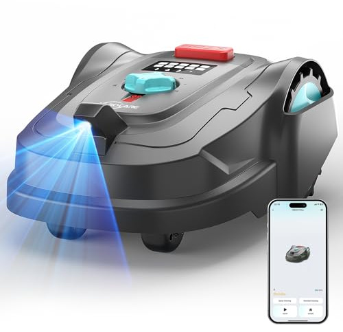 YARDCARE M800Plus Mähroboter ohne Begrenzungskabel,GPS Positionierung,Empf.800m²,KI Vision,U-förmiger Schnitt,Rasenmäher Roboter ohne Kabel, Smarte Hinderniserkennungen,App（Schwarzrot）