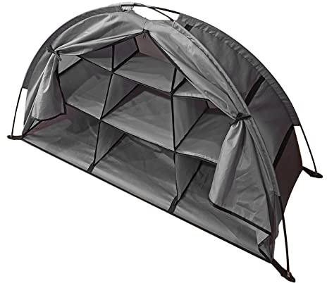 CHEOTIME Armoire de Rangement de Camping, Organisateur de Camping Pliable de Grande capacité, Tente de Rangement Pliante avec 9 étagères pour Chaussures et vêtements Gris (Folding)