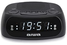 Aiwa CR-09J Radio Reloj Despertador con Doble Alarma, Am/FM PLL con Display LED DE 0,6