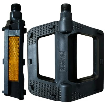9/16 Inch Bike Pedals, Non-Slip Lightweight Platform Pedals with Reflectors for Adult MTB & Commuter Bikes (Nylon Bike Pedals)