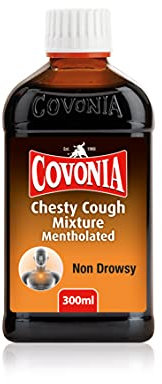 Covonia Chesty Cough Mixture Mentholated,Loosen Chesty Coughs & Troublesome Stubborn Mucus,Suitable for Vegetarians & Vegans,For Adults & Children Aged 5 +, Cough Medicine,300ml