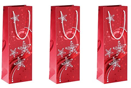 SIGEL GT109 Christmas Bottle Gift Bag Wave, 10 x 35 x 8.5 cm, 5 Pieces