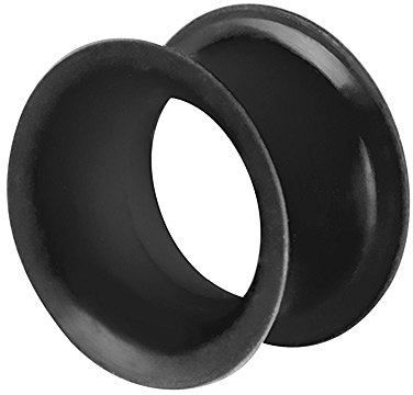 Piercingfaktor Flesh Tunnel Ohr Plug Piercing Silikon Hoher dünner Rand Flexibel Weich Rund Creole Farbig Bunt 22mm Schwarz