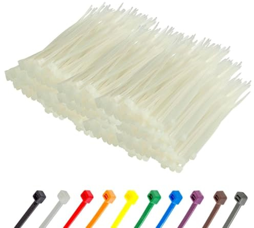 Gocableties - Fascette Plastica Bianche/Trasparenti - 150 mm x 3,6 mm - 1000 Pezzi - Piccole Fascette Elettricista